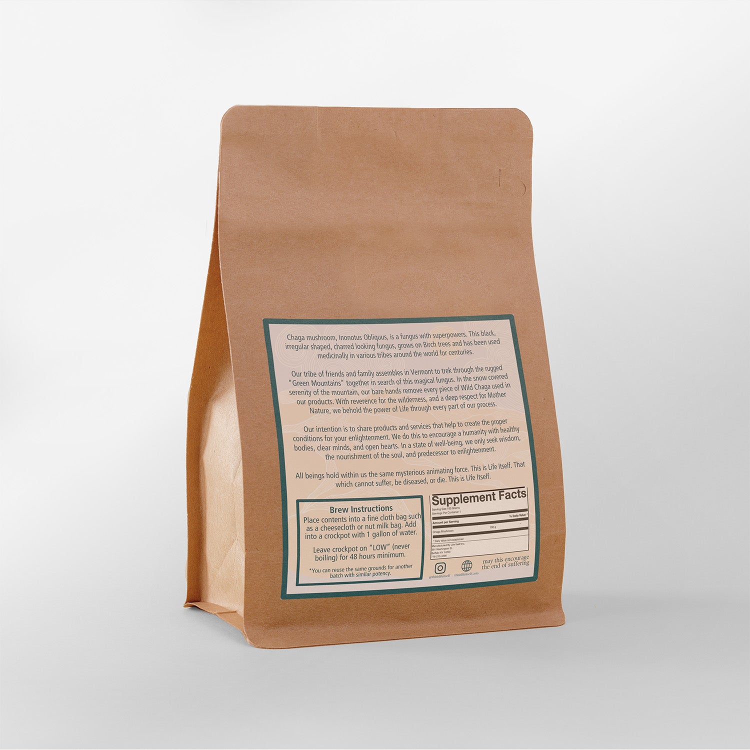 Wild Foraged Chaga Mushroom Chunks & Grounds - Antioxidant-Rich Immune Support for Brewing Tea by Life Itself